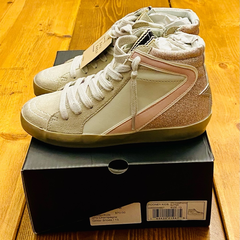 ShuShop Rooney Kids Sneakers in Champagne Glitter and Pink